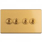 Eurolite ECSBT4SW Concealed 3mm 4 gang 2 Way Toggle switch, Satin Brass