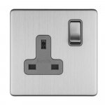 Eurolite ECSS1SOG Concealed 3mm 1 gang 13A Dp switched socket, Stainless Steel