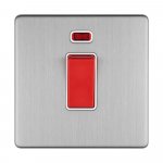 Eurolite ECSS45ASWNSW Concealed 3mm 1 gang 45A Dp switch with Neon, Stainless Steel