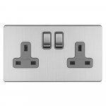 Eurolite ECSS2SOG Concealed 3mm 2 gang 13A Dp switched socket, Stainless Steel