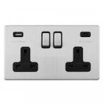 Eurolite ECSS2USBCB Concealed 3mm Concealed 3mm 2 gang USB C socket, Stainless Steel