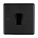 Eurolite MB1SWB Stainless steel 1 gang switch, Matt Black, Black rocker