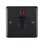 Eurolite MB20ASWNB Stainless steel 20A switch with neon indicator, Matt Black, Black rocker