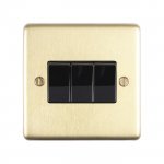 Eurolite SB3SWB Stainless steel 3 gang switch, Satin Brass, Black rockers