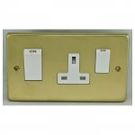 Eurolite SB45ASWASW Stainless steel 45A switch with 13A socket, Satin Brass, White rocker