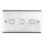 Eurolite SSS3DLED Stainless steel 3 Gang dimmer, Satin Stainless Steel