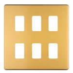 Eurolite EC-G6SBB Concealed 3mm 6 gang grid plate, Satin Brass