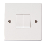 CLICK PRW012 POLAR 10AX 2 Gang 2 Way Plate Switch Polar White