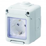 Gewiss GW27844 Watertight enclosure IP55, 1 Gang 2P+E 16A socket, German