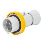 Gewiss GW60034H 32A 2P+E 100-130V 50/60Hz Yellow IP66/IP67/IP68/IP69, screw wiring straight plug