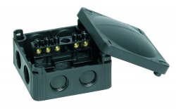 WISKA 10060580 COMBI 308/5 BK junction box, 85 x 85 x 51mm, black, plastic, with terminal block