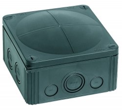 WISKA 10062215 COMBI 1010/5 BK junction box, 140 x 140 x 82mm , black, plastic, wtih terminal block
