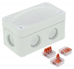 WISKA 10109901 COMBI 206 LG / 3xWAGO 221-413 junction box, 85 x 49 x 51mm, grey, plastic, with Wago terminals