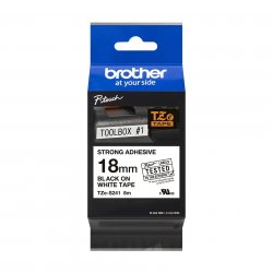 Brother TZe-S241 Labelling Tape Cassette  Black on White Strong Adhesive, 18mm wide