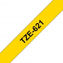 Brother TZe-621 Labelling Tape Cassette  Black on Yellow, 9mm wide