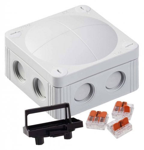 WISKA 10110403 COMBI 308 LG / 3-221-413 junction box, 85 x 85 x 51mm, grey, plastic, with Wago terminals