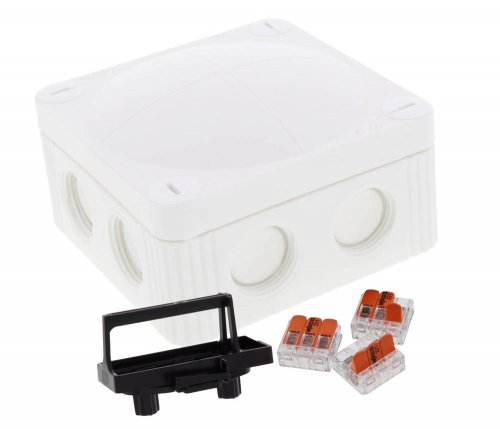 WISKA 10110405 COMBI 308 WH / 3-221-413 junction box, 85 x 85 x 51mm, white, plastic, with Wago terminals