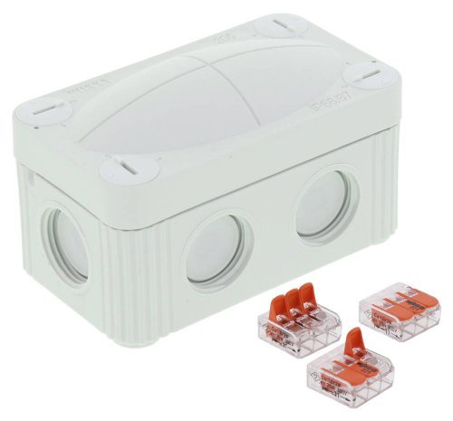 WISKA 10109901 COMBI 206 LG / 3xWAGO 221-413 junction box, 85 x 49 x 51mm, grey, plastic, with Wago terminals
