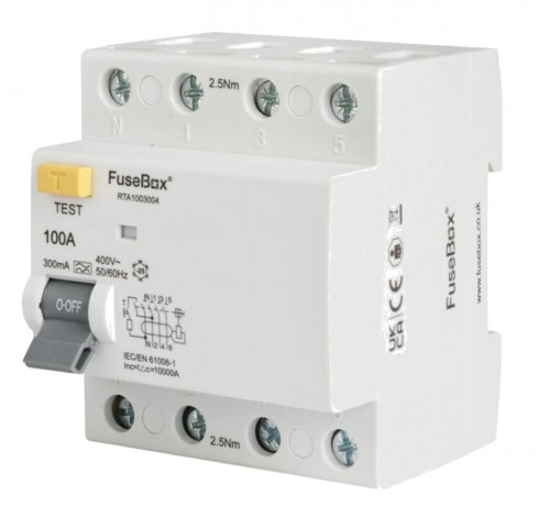 FuseBox RTA1003004 RCD 4 pole Type A 100A 300mA