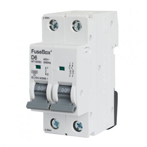 FuseBox MT10D062 MCB 2 pole 10kA, 6A, D curve