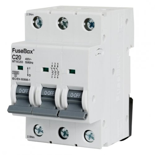 FuseBox MT10C203 MCB 3 pole 10kA, 20A, C curve